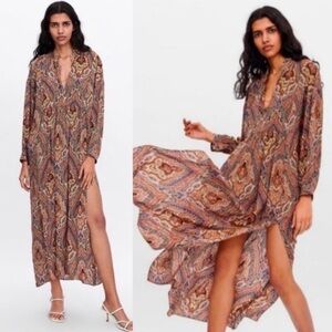 Zara Paisley Maxi Dress Size M/L